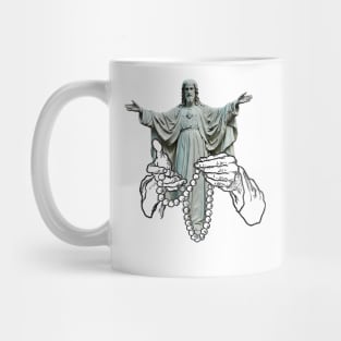 Praying to the Sacred Heart of Jesus Mug